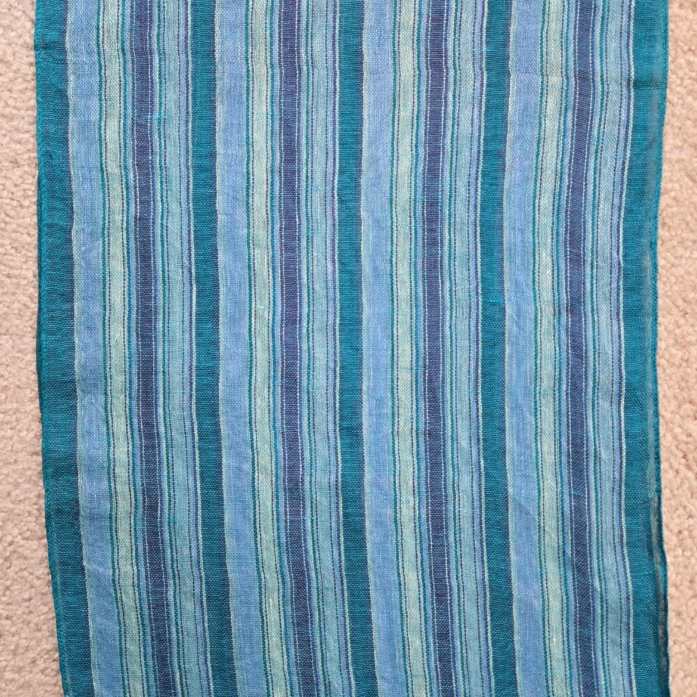 NWT Eddie Bauer 100% Linen Scarf Blue Green - Picture 3 of 8